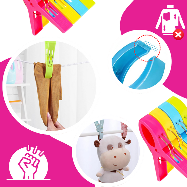 Multipurpose Rounded Jaw Clips With Secure Grip For Laundry And Travel