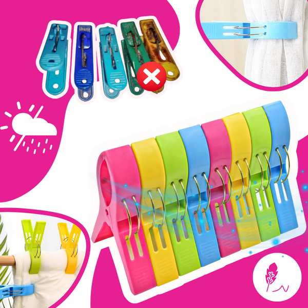 Multipurpose Rounded Jaw Clips With Secure Grip For Laundry And Travel
