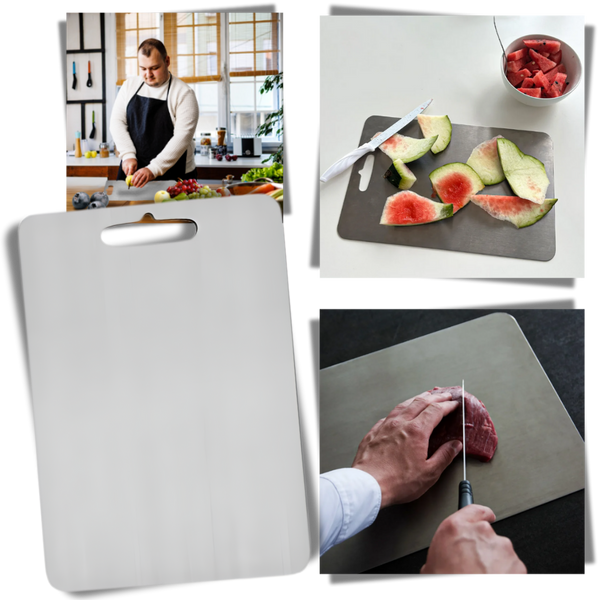 Titanium Cutting Board With Antibacterial, Knife-Safe Surface