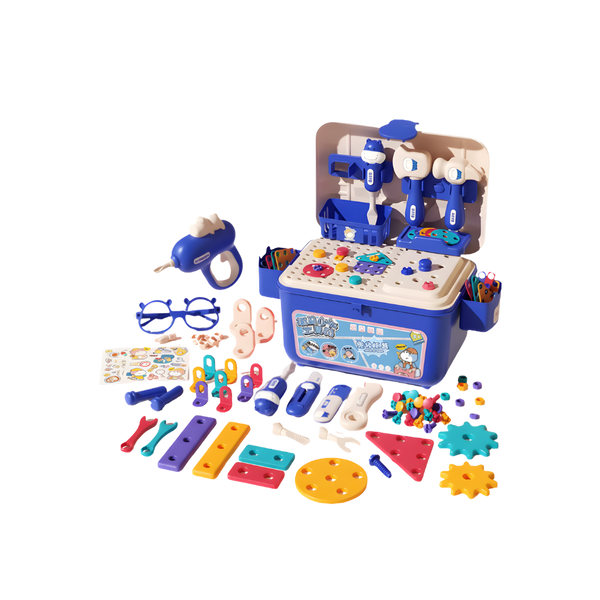 Kids Toolbox With Puzzle Screws And Real Electric Drill For Problem Solving