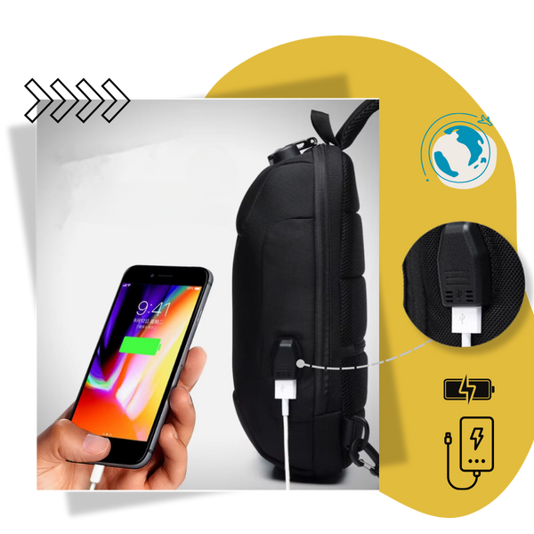 Lockable USB Charging Waterproof Crossbody Bag With Multiple Pockets