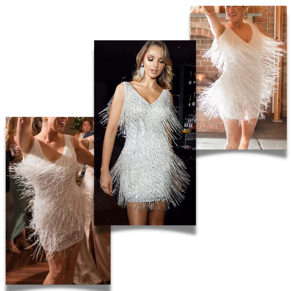 Sequin V Neck Slip Dress for Evening Glamour and Comfort