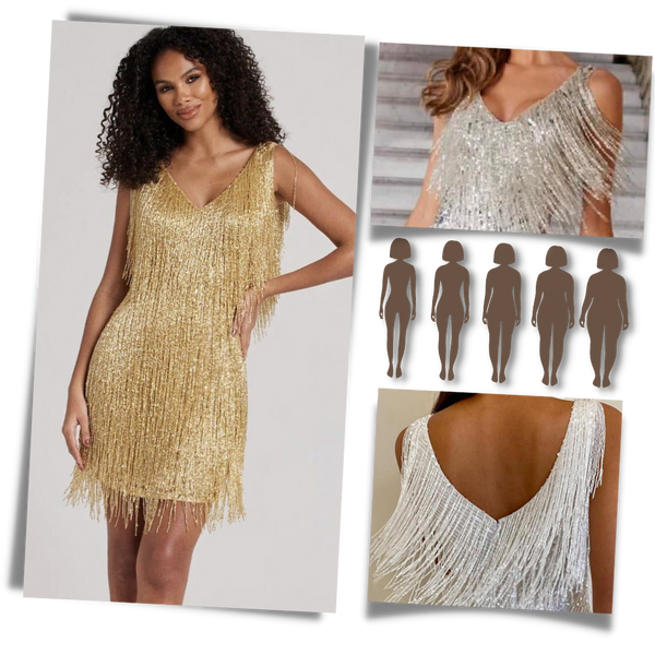 Sequin V Neck Slip Dress for Evening Glamour and Comfort