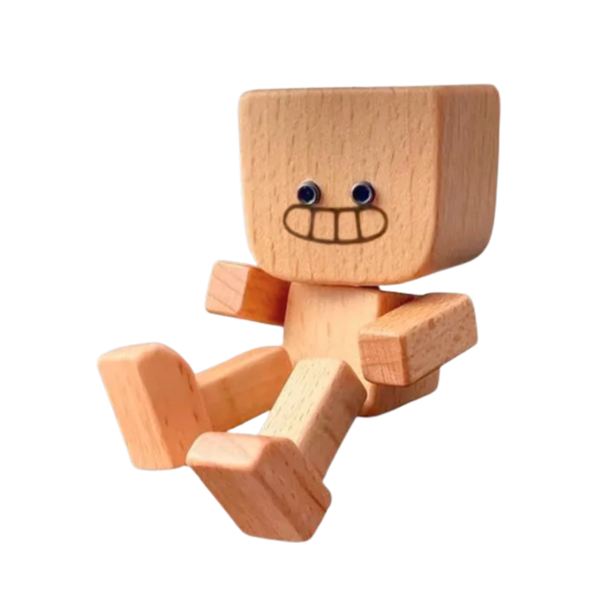 Wooden Bobblehead Figurine With Kinetic Motion For Dashboard Fun