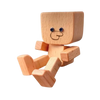 Wooden Bobblehead Figurine With Kinetic Motion For Dashboard Fun
