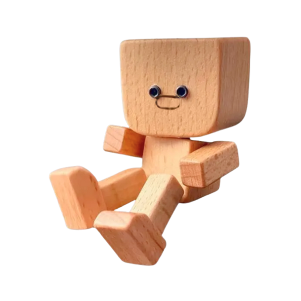 Wooden Bobblehead Figurine With Kinetic Motion For Dashboard Fun