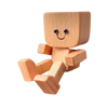 Wooden Bobblehead Figurine With Kinetic Motion For Dashboard Fun