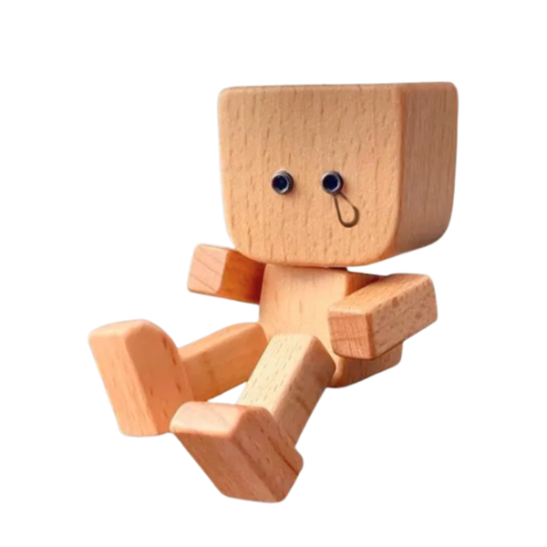 Wooden Bobblehead Figurine With Kinetic Motion For Dashboard Fun