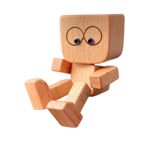 Wooden Bobblehead Figurine With Kinetic Motion For Dashboard Fun