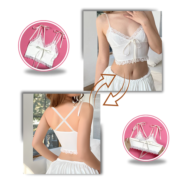 Soft Lace Trim Crop Top With Breathable Comfort And Adjustable Straps