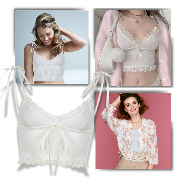 Soft Lace Trim Crop Top With Breathable Comfort And Adjustable Straps