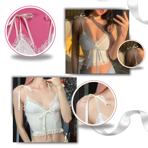 Soft Lace Trim Crop Top With Breathable Comfort And Adjustable Straps