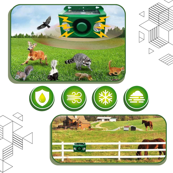 Solar Motion Activated Animal Deterrent With Wide Coverage