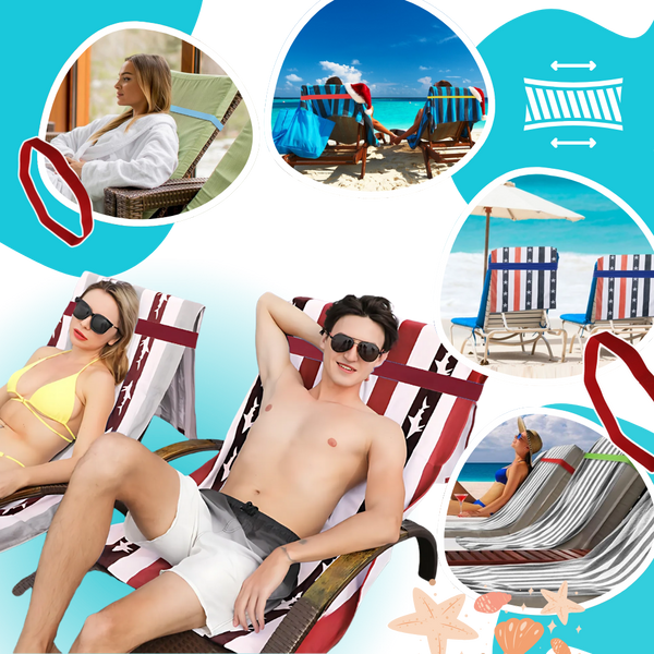 Stretchable Towel Band For A Secure Hold On Beach Chairs
