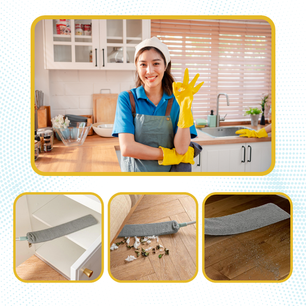 Telescoping Dust Duster With Washable Covers For Hard To Reach Surfaces