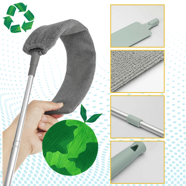 Telescoping Dust Duster With Washable Covers For Hard To Reach Surfaces