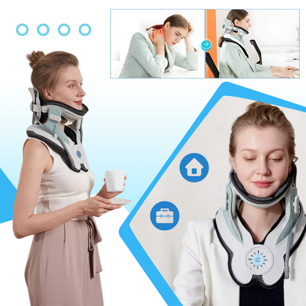 Neck Traction Device With Electric Inflation For Gentle Spinal Alignment