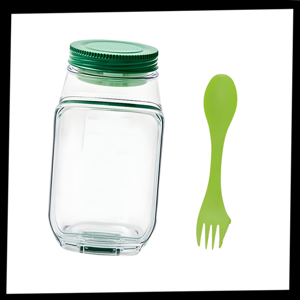 Clear Meal Prep Jar With Built In Sauce Cup For Mess Free Meals