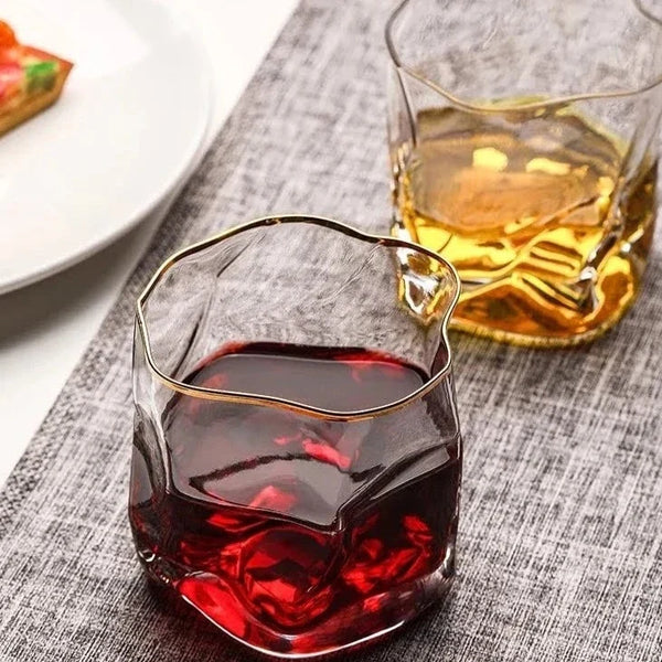 Luxury Textured Whiskey And Whisky Glasses 2 Piece Set
