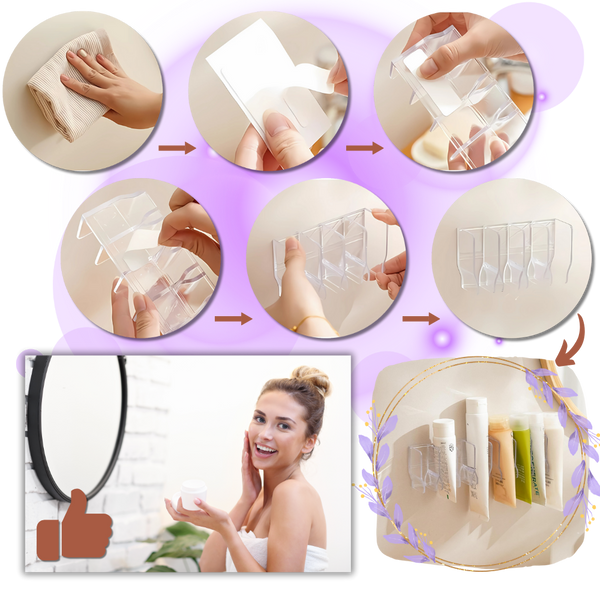 Premium Space Saving Skincare Rack With Water Resistant Adhesive