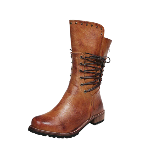 Vintage Polyurethane Leather Ankle Boots With All Day Comfort