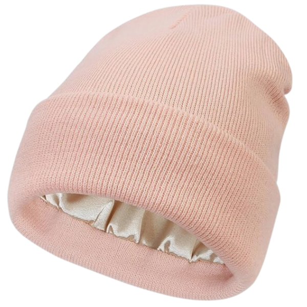 Satin Lined Knit Beanie For Hair Protection And All Day Warmth