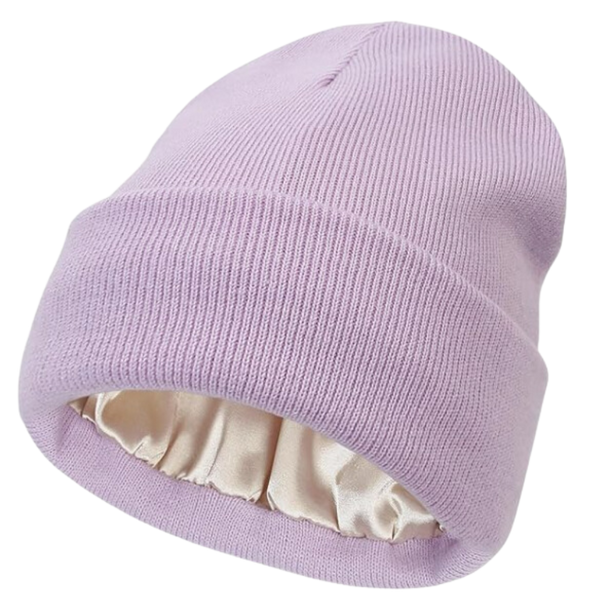 Satin Lined Knit Beanie For Hair Protection And All Day Warmth