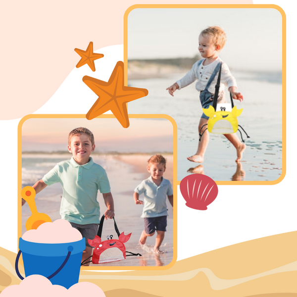 Crab Print Waterproof Beach Bag For Kids Lightweight Tote