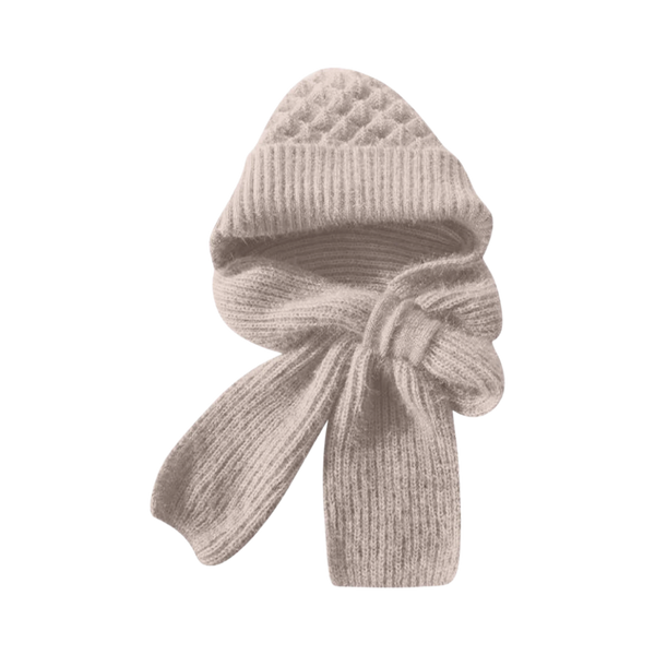 Windproof Knit Hooded Hat With Built In Scarf And Ear Protection