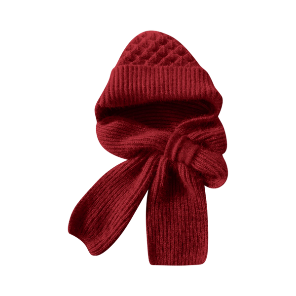 Windproof Knit Hooded Hat With Built In Scarf And Ear Protection
