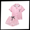 Women's Satin Pajamas Set With Silky Comfort And Front Pocket